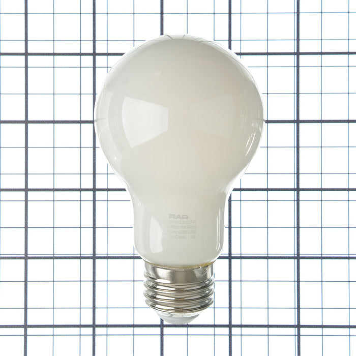 RAB LED Filament Lamp A19 9W 60W Equivalent 810Lm 3000K E26 Base 90 CRI Dimmable Frosted (A19-9-E26-930-F-F)
