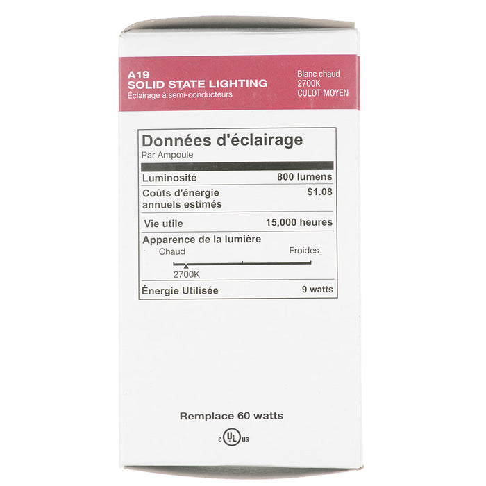 Halco A19FR8ANT/827/LED2 A19 120V 9W 2700K E26 Frosted ProLED (85040)