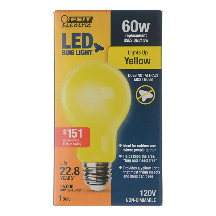 Feit Electric 5W [60W Equivalent] A19 E26 Base Yellow LED Bug Light (A19/BUG/LED/BX)
