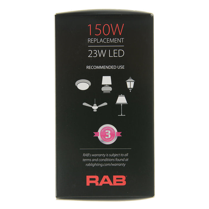 RAB LED A21 23W 150W Equivalent 2600Lm E26 Base 80 CRI 3000K Dimmable Plastic 120V (A21-23-E26-830-DIM)