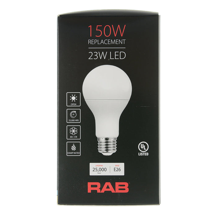 RAB LED A21 23W 150W Equivalent 2600Lm E26 Base 80 CRI 3000K Dimmable Plastic 120V (A21-23-E26-830-DIM)