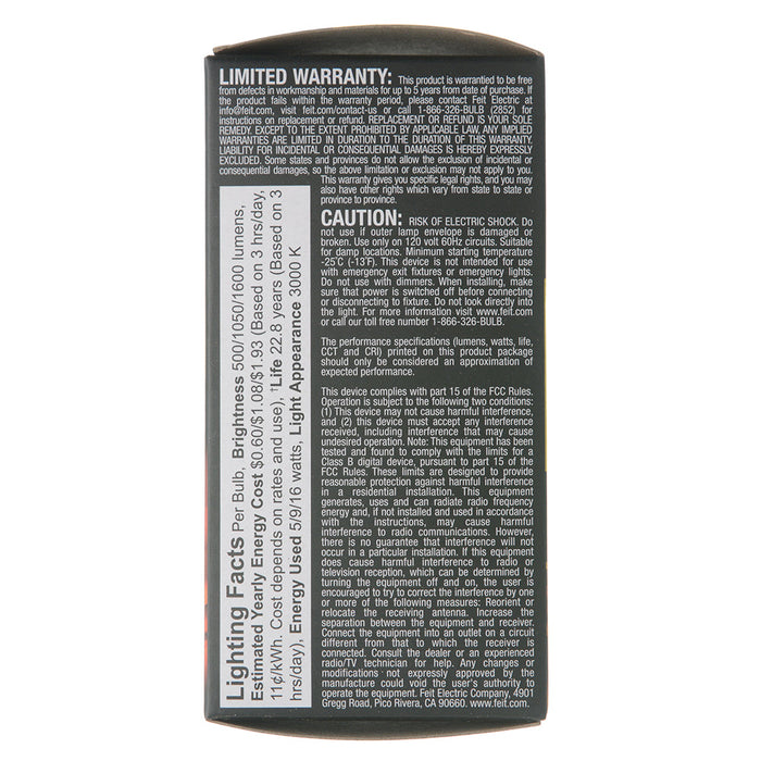 Feit Electric [16W 30/70/100W Equivalent] Bright White 3000K A19 E26 Base 3-Way LED Light Bulb (A30/100/930CA)