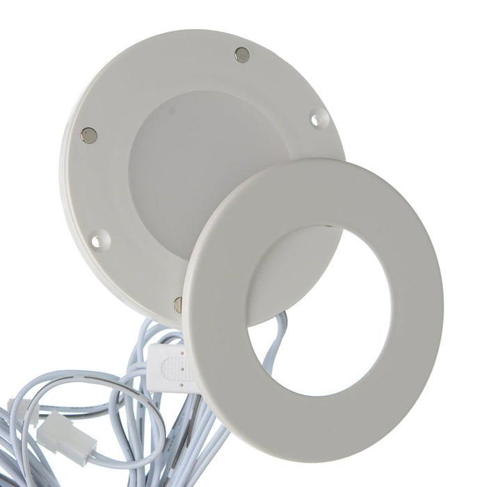 Lotus LED Lights Puck Light 3 Inch LED 2.2W 24V Dimmable 3000K 150Lm White Black And Brushed Nickel Trims 90 CRI (AD-107T-3K-24V)