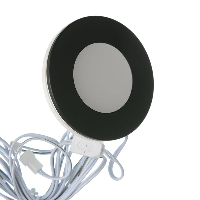 Lotus LED Lights Puck Light 3 Inch LED 2.2W 24V Dimmable 3000K 150Lm White Black And Brushed Nickel Trims 90 CRI (AD-107T-3K-24V)