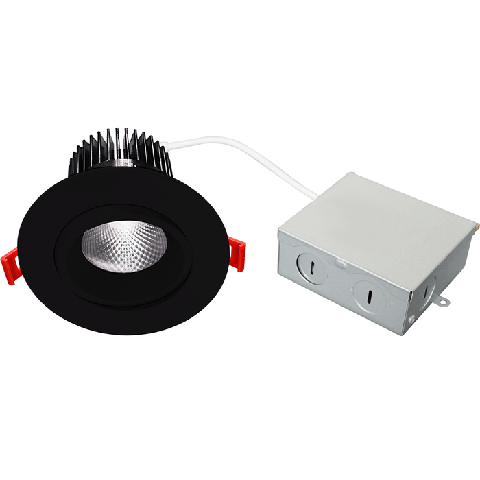 Lotus LED Lights 3.5 Inch Round Venus Adjustable 12W LED Black Trim Dim To Warm 3000K-1800K 38 Degree Air-Tight 90 CRI (AD-35-S12W-DTW-BK-REY)