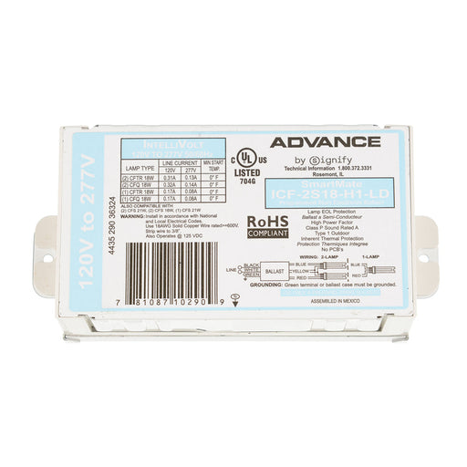 Advance ICF2S18H1LDK Electronic Ballast 2 18W Compact Fluorescent 4-Pin 120-277V Kit (913700500821)