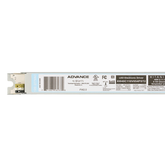 Advance XI040C110V054PST2M Xitanium Linear LED Driver 40W 0-10V Auxiliary 120-277V (#929001780613)