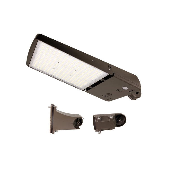 Maxlite 113676 LED Area Light Wattage/CCT Selectable 100W/85W/75W 3000K/4000K/5000K 120-277V Manual And IR Change Type III/IV/V Bronze Flex Arm And Slipfitter (AE100UMI-WCSB2CR)