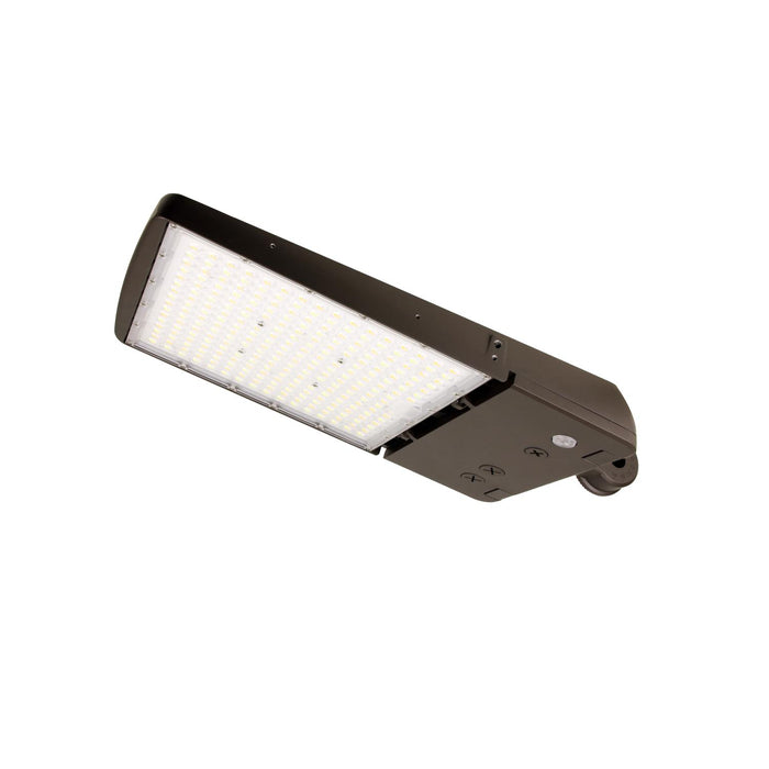 Maxlite 112616 LED Area Light Wattage/CCT Selectable 150W/125W/100W 3000K/4000K/5000K 277-480V Manual And IR Changeable Type III/IV/V Bronze Upper Knuckle Attached (AE150HMI-WCSBXCR)