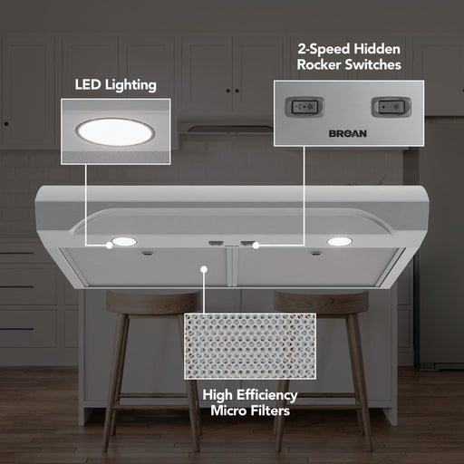 Broan-NuTone Alta 1 Max 350 CFM 30 Inch Under Cabinet Range Hood Stainless Steel (ALT1303SS)