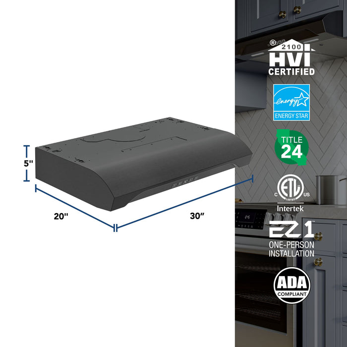 Broan-NuTone Alta 2 Max 350 CFM 30 Inch Under Cabinet Range Hood Black Stainless Steel (ALT2303BLS)