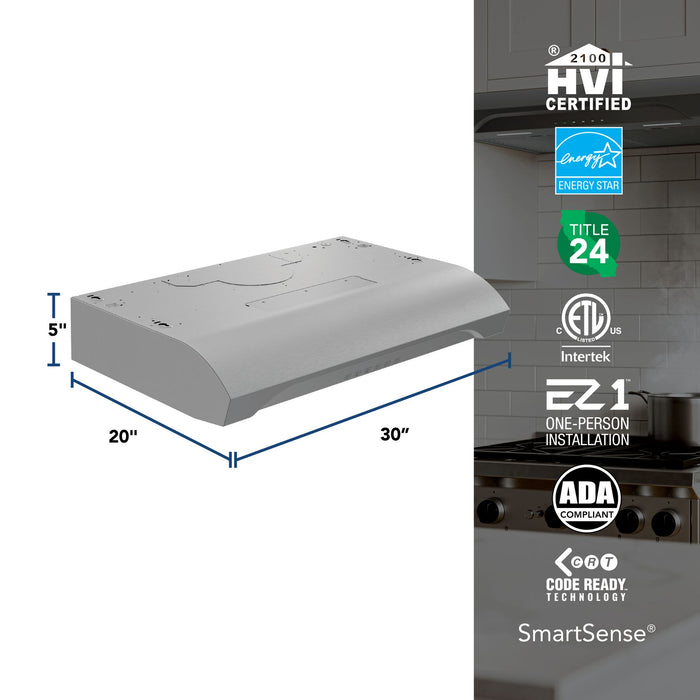 Broan-NuTone Alta 3 Max 490 CFM 30 Inch Under Cabinet Range Hood Stainless Steel (ALT3304SS)