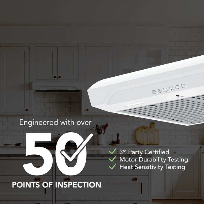 Broan-NuTone Alta 3 Max 490 CFM 30 Inch Under Cabinet Range Hood White (ALT3304WW)