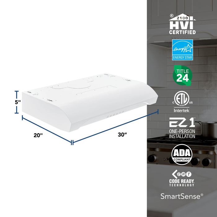 Broan-NuTone Alta 3 Max 490 CFM 30 Inch Under Cabinet Range Hood White (ALT3304WW)