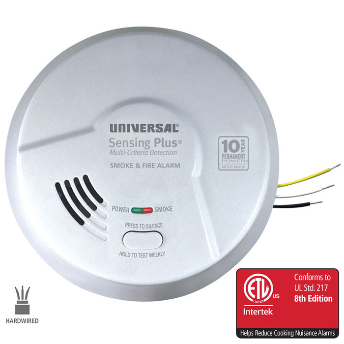USI Sensing Plus Hardwired Smoke And Fire Alarm With 10-Year Battery Back Up (AMI1061SB)