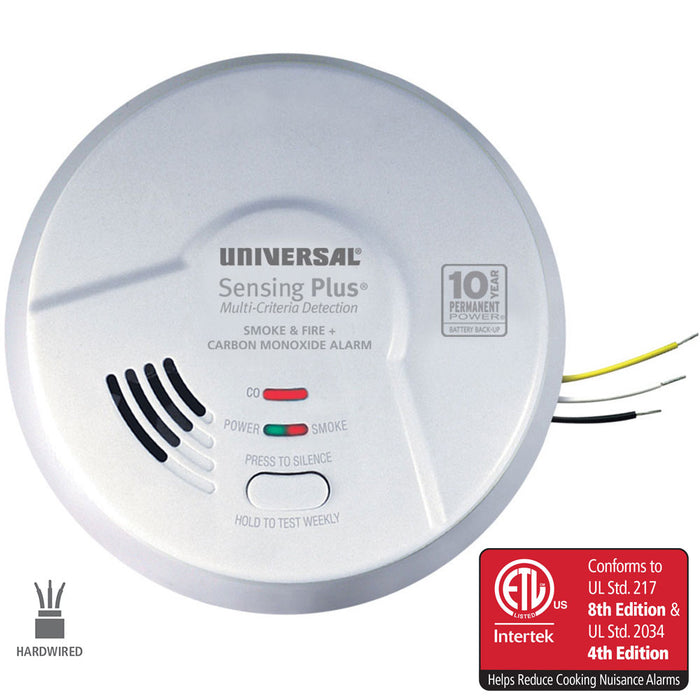USI Sensing Plus Hardwired Combination Smoke/Fire And Carbon Monoxide Alarm With 10-Year Battery Back Up (AMIC1510SB)