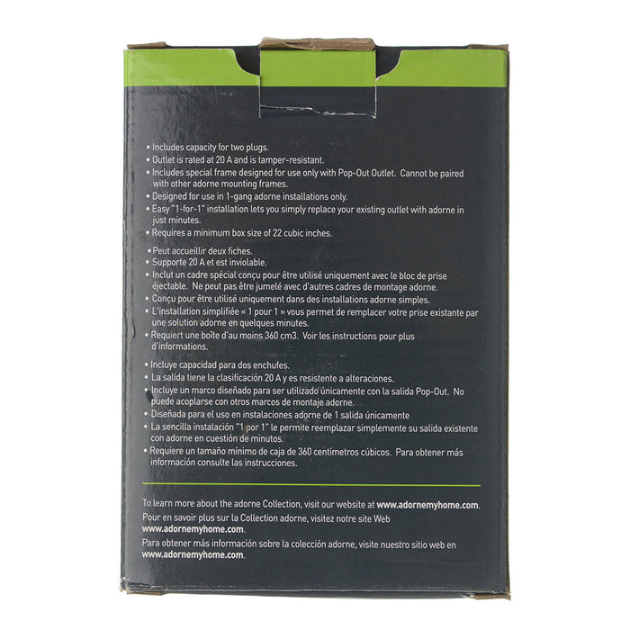 Pass And Seymour Popout 20A Duplex Outlet Kit 1-Gang Gray (ARPTR201GG2)