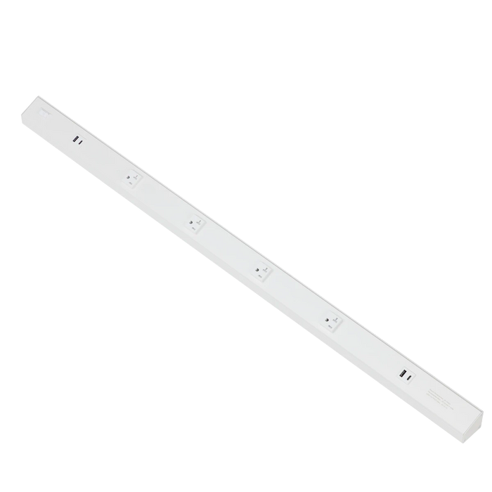 Atom Low Profile Power Strip With 4 Receptacles/2 USB Ports 120V 40 Inch White