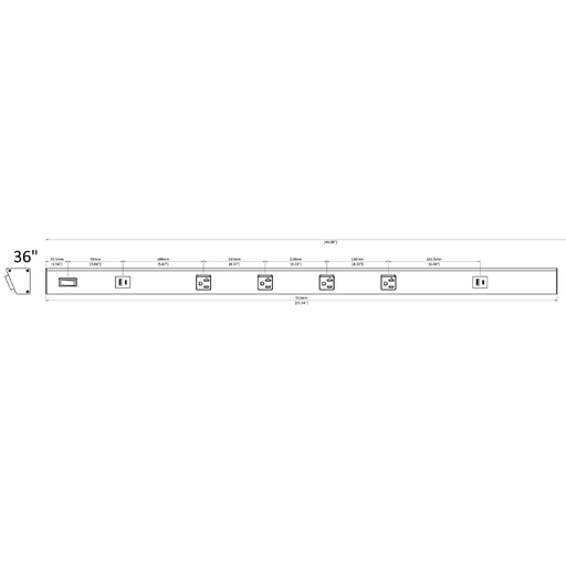 Atom Low Profile Power Strip With 4 Receptacles/2 USB Ports 120V 36 Inch Black