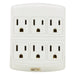 Sunlite E137 6 Grounded Outlet Adapter Wall Mountable 3 Prong Outlet Extender Power Strip Ivory (04075-SU)