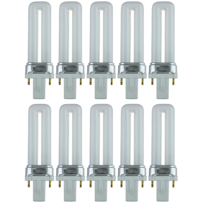 Sunlite PL5/SP41K/10PK 5W Compact Fluorescent Plug-in PL 2-Pin Bulb 210Lm Cool White 4100K G23 Base (40496-SU)