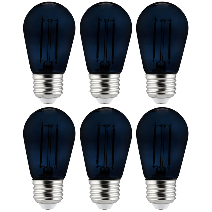 Sunlite S14/LED/FS/2W/TBL/6PK 2W LED S14 Bulb Black Light Blue Medium E26 Base (40973-SU)