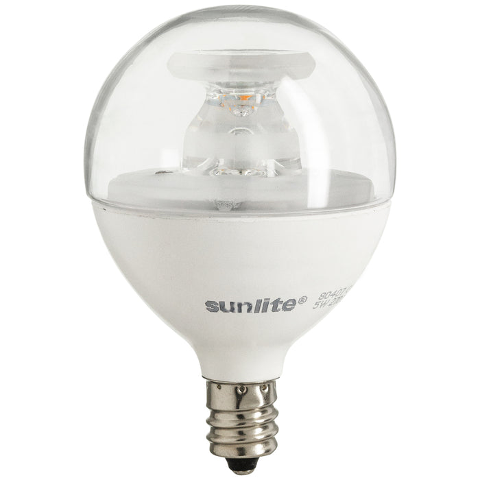 Sunlite G16.5/LED/7W/CL/30K/6PK 7W LED G16.5 Globe Light Bulb Candelabra E12 Base 3000K Clear 120V Dimmable 6 Pack (41888-SU)