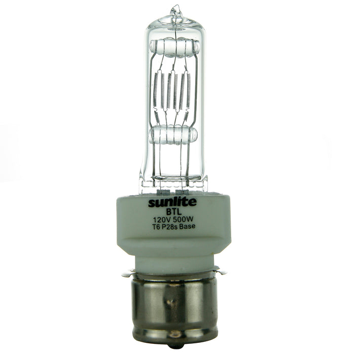 Sunlite BTL 500W Halogen T6 Bulb Clear 3050K 99 CRI 11000Lm 120V P28s Medium Prefocus Base (70005-SU)