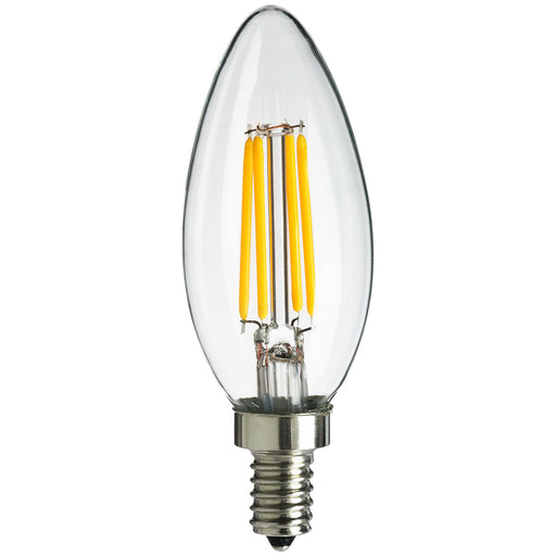 Sunlite CTC/LED/FS/4W/18K 4W LED Filament Style Candelabra Clear Chandelier Bulb 400Lm 80 CRI 1800K 120V Dimmable (80452-SU)
