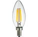 Sunlite CTC/LED/FS/4W/18K 4W LED Filament Style Candelabra Clear Chandelier Bulb 400Lm 80 CRI 1800K 120V Dimmable (80452-SU)