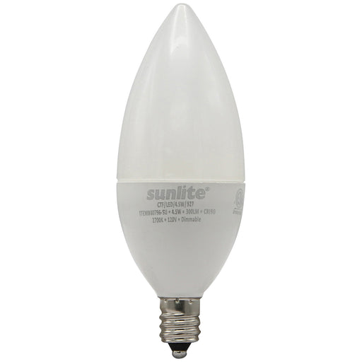 Sunlite CTF/LED/4.5W/927 4.5W LED Decorative Bulb E12 Base Frosted Dimmable Energy Star 90 CRI 2700K 300Lm (80796-SU)