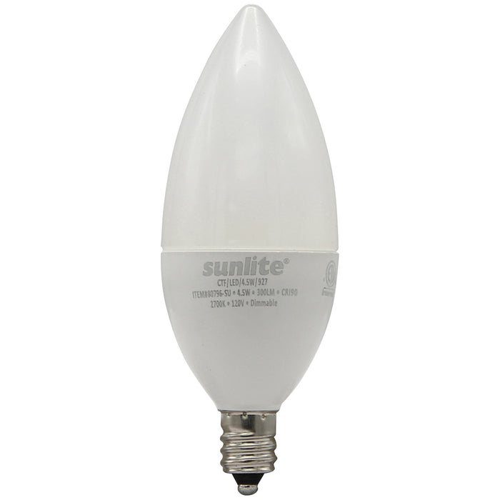 Sunlite CTF/LED/4.5W/927 4.5W LED Decorative Bulb E12 Base Frosted Dimmable Energy Star 90 CRI 2700K 300Lm (80796-SU)