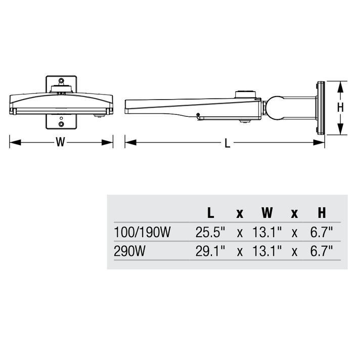 Sylvania AREAFLD4A/S290HUVD830T2/BZ/BLE LED Area Flood 4A Wattage Selectable 240W/270W/290W 277-480V 0-10V Dimming 3000K Type II Distribution Bronze Zhaga Bluetooth Sensor (63019)