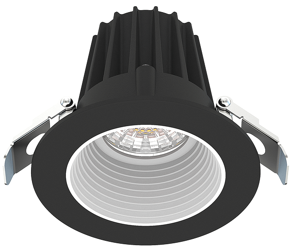 Lotus LED Lights 2 Inch Round Recessed Black Trim LED 9W CCT Selectable 2700K/3000K/3500K/4000K/5000K Baffle White Reflector 36 Degree Air Tight 90 CRI (JXL-COB02-R09W-5CCT-BK-2RR-BF-WH)