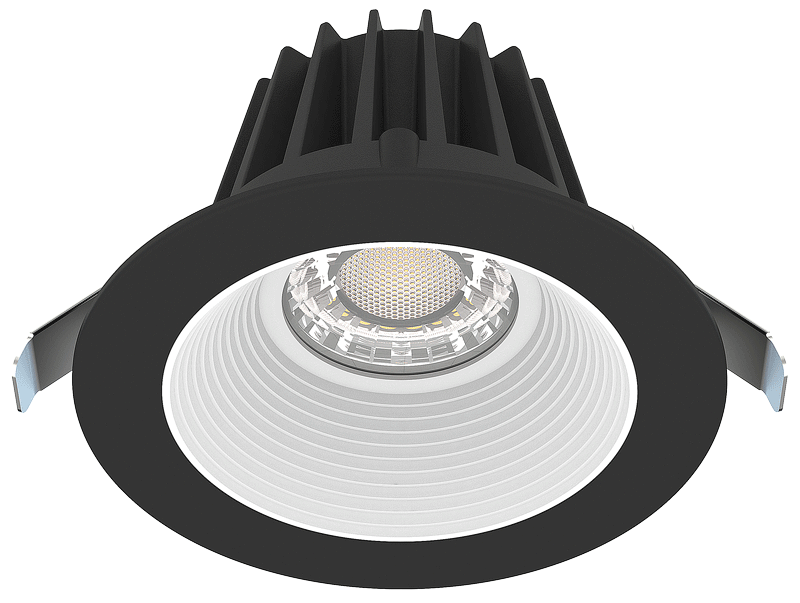 Lotus LED Lights 4 Inch Round Recessed Black Trim LED 15W CCT Selectable 2700K/3000K/3500K/4000K/5000K Baffle White Reflector 36 Degree Air Tight 90 CRI (JXL-COB04-R15W-5CCT-BK-4RR-BF-WH)