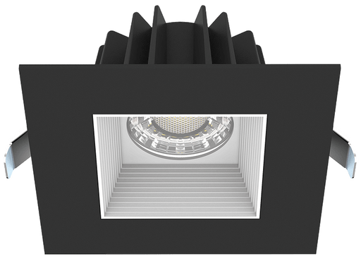 Lotus LED Lights 4 Inch Square Recessed Black Trim LED 15W CCT Selectable 2700K/3000K/3500K/4000K/5000K Baffle White Reflector 36 Degree Air Tight 90 CRI (JXL-COB04-S15W-5CCT-BK-4SR-BF-WH)