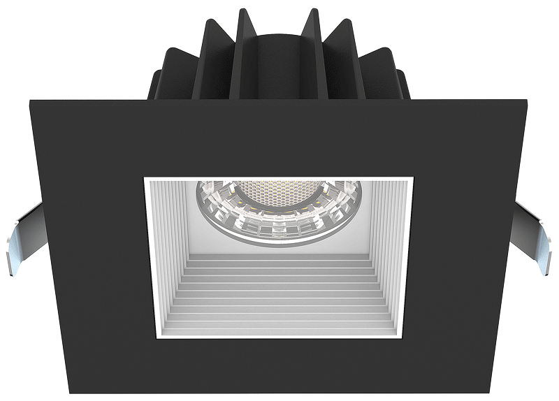 Lotus LED Lights 4 Inch Square Recessed Black Trim LED 15W CCT Selectable 2700K/3000K/3500K/4000K/5000K Baffle White Reflector 36 Degree Air Tight 90 CRI (JXL-COB04-S15W-5CCT-BK-4SR-BF-WH)