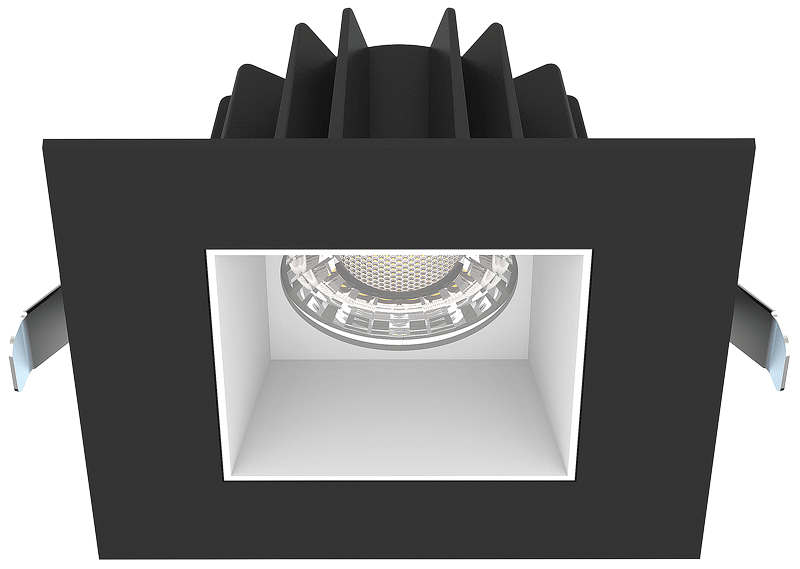 Lotus LED Lights 4 Inch Square Recessed Black Trim LED 15W CCT Selectable 2700K/3000K/3500K/4000K/5000K Smooth White Reflector 36 Degree Air Tight 90 CRI (JXL-COB04-S15W-5CCT-BK-4SR-SM-WH)