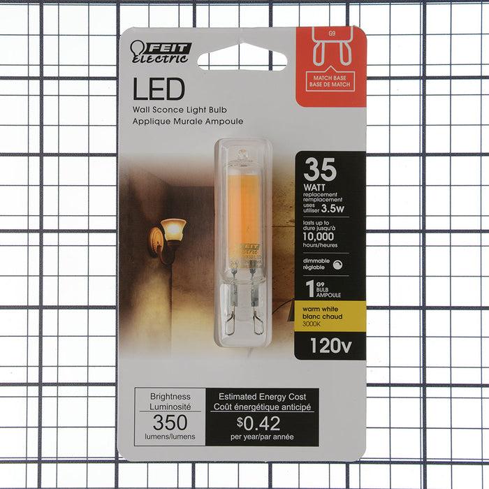 Feit Electric 3.5W [35W Equivalent] Warm White 3000K G9 Base T4 Dimmable Specialty LED Bulb (BP35G9/830/LED)