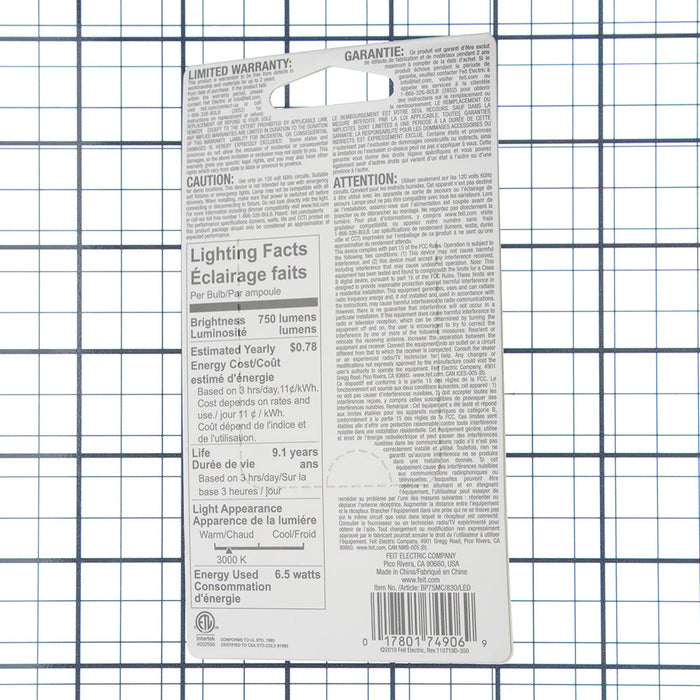 Feit Electric [75W Equivalent] Dimmable E11 Base T4 Specialty LED Bulb (BP75MC/830/LED)