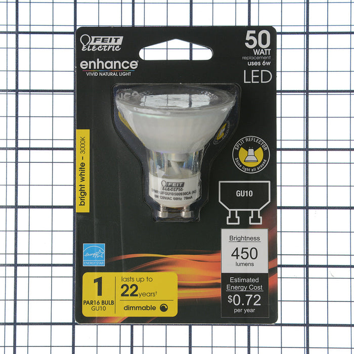 Feit Electric [50W Equivalent] Bright White MR16 GU10 Base Dimmable LED Enhance Mini Split Reflector Bulb (BPMR16IFGU10500930CA)