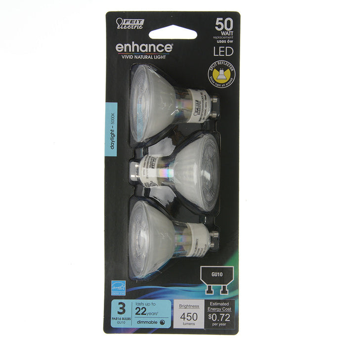 Feit Electric 6W [50W Equivalent] Daylight 5000K GU10 Base MR16 Dimmable LED Bulb 3-Pack (BPMR16IFGU500950CA/3)