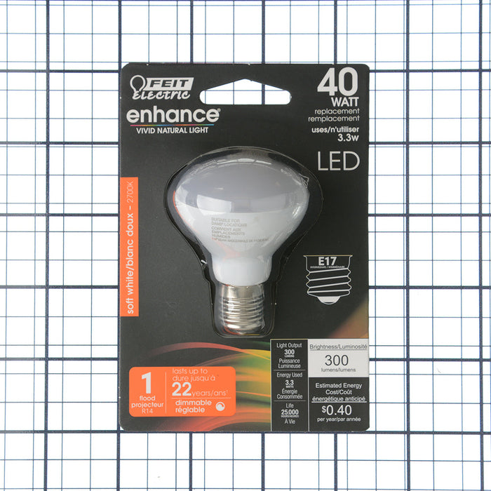 Feit Electric [40W Equivalent] R14 Soft White E17 Base Dimmable Enhance Reflector LED Bulb (BPR14DMN/927CA)