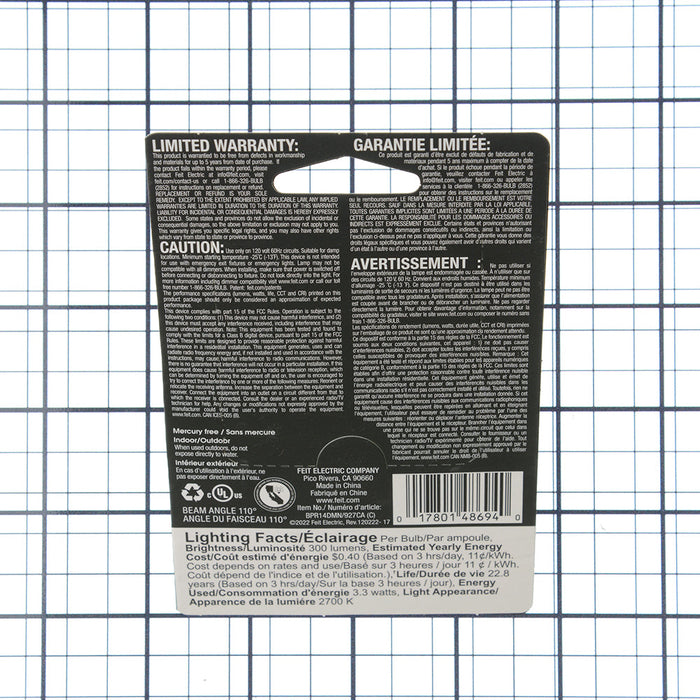 Feit Electric [40W Equivalent] R14 Soft White E17 Base Dimmable Enhance Reflector LED Bulb (BPR14DMN/927CA)