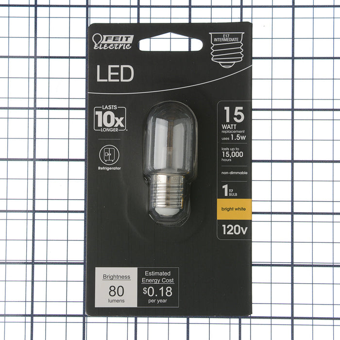 Feit Electric 1.5W [15W Equivalent] Bright White 3000K E17 Base T7 Intermediate Appliance LED Light Bulb (BPT7N/LED/HDRP)