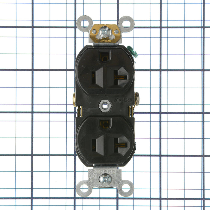 Leviton Duplex Receptacle Outlet Commercial Spec Grade Indented Face 20 Amp 125V Back Or Side Wire NEMA 5-20R 2-P (BR20-E)