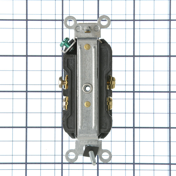 Leviton Duplex Receptacle Outlet Commercial Spec Grade Indented Face 20 Amp 125V Back Or Side Wire NEMA 5-20R 2-P (BR20-E)