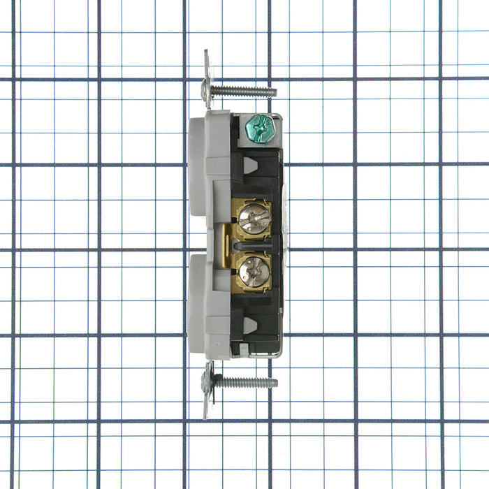Leviton Duplex Receptacle Outlet Commercial Spec Grade Indented Face 20 Amp 125V Back Or Side Wire NEMA 5-20R 2-P (BR20-GY)
