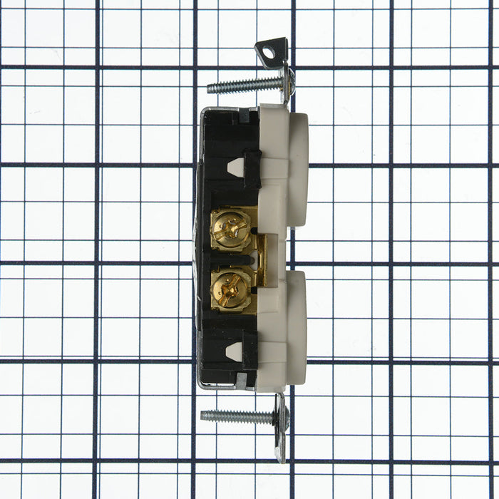 Leviton Duplex Receptacle Outlet Commercial Spec Grade Indented Face 20 Amp 125V Back Or Side Wire NEMA 5-20R 2-P (BR20-T)