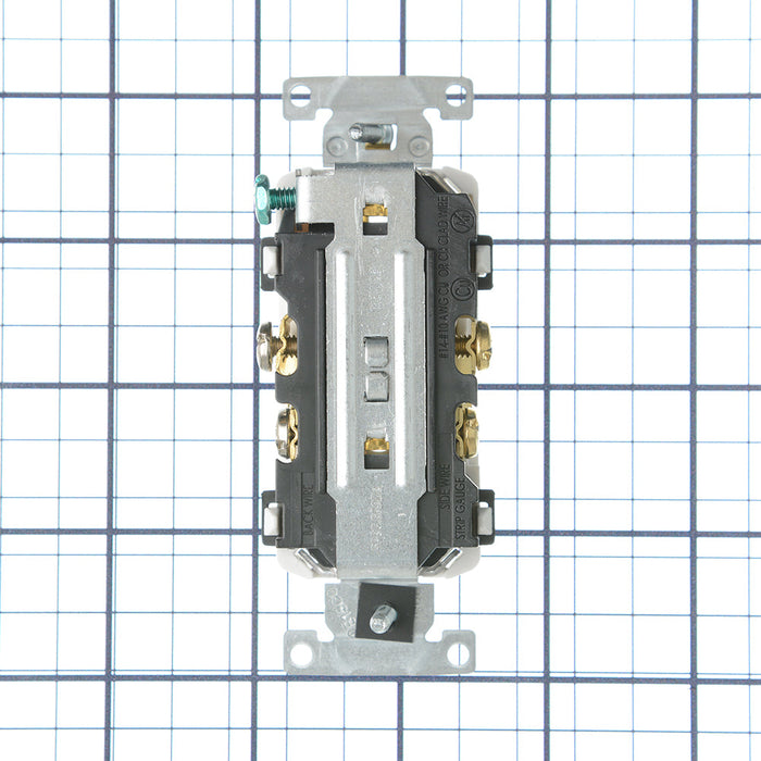 Leviton Duplex Receptacle Outlet Commercial Spec Grade Indented Face 20 Amp 125V Back Or Side Wire NEMA 5-20R 2-P (BR20-W)